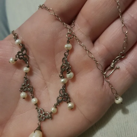Victorian Sterling Pearl Necklace - Picture 3 of 4